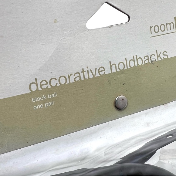 NIP Pair Black Ball Curtain Holdbacks Metal Target - Picture 2 of 2